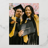 Rustic Double Afstudeerfoto Afstudeercadeau Folie Uitnodiging (Achterkant)