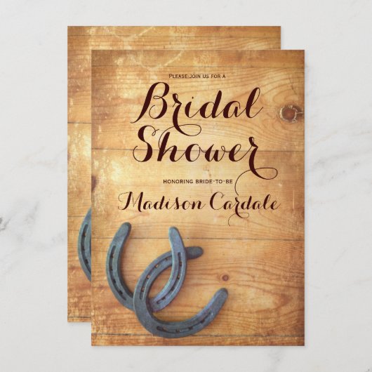 Rustic Double Horseshoe Invitations de douche nupt (Devant / Derrière)
