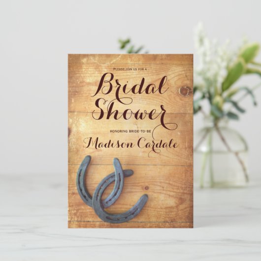 Rustic Double Horseshoe Invitations de douche nupt (Debout devant)