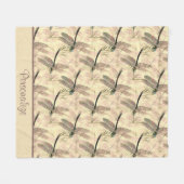 Rustic Dragonfly Art Design Pattern Fleece Deken (Voorkant (Horizontaal))