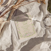 Rustic Drawn Green Pink Bow Floral Summer Wedding Kaart