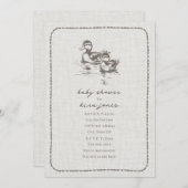 Rustic Ducks Doodle Neutral Baby shower Kaart (Voorkant / Achterkant)