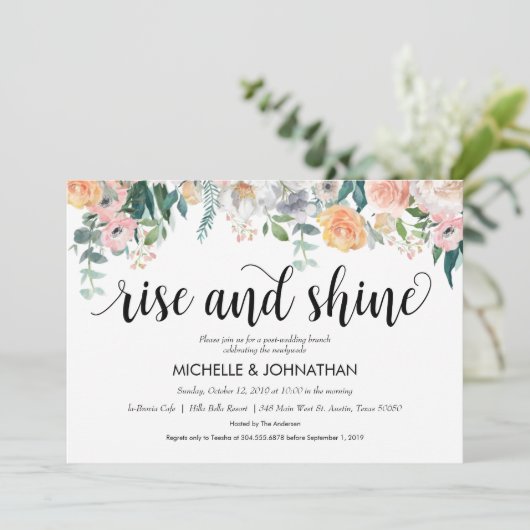 Rustic Dusk Post Mariage Brunch Carte d'invitation (Debout devant)