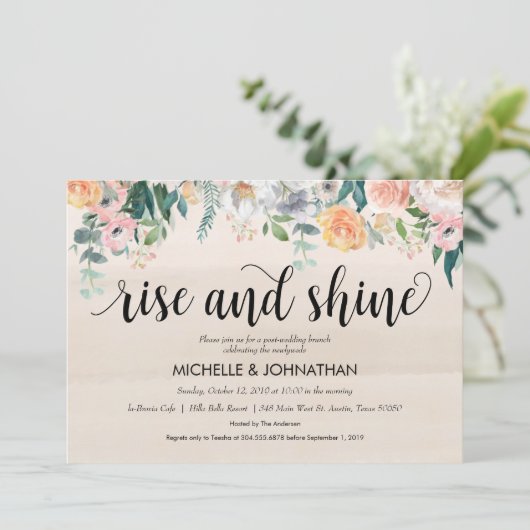 Rustic Dusk Post Mariage Brunch Carte d'invitation (Debout devant)