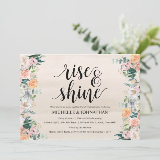 Rustic Dusk Post Mariage Brunch Invitation Card (Debout devant)