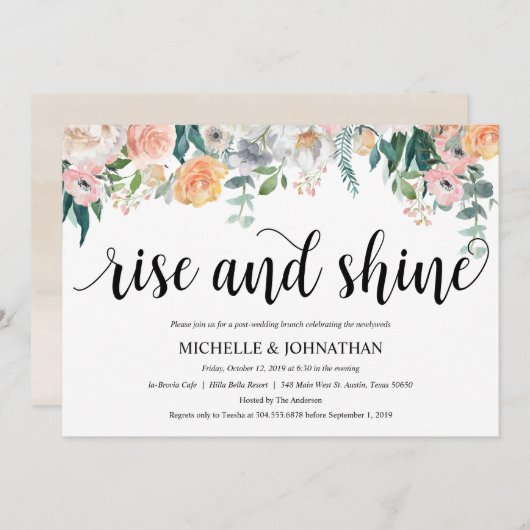 Rustic Dusk Post Mariage Brunch Invitation Card (Devant / Derrière)