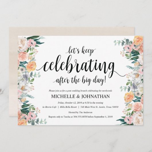 Rustic Dusk Post Mariage Brunch Invitation Card (Devant / Derrière)