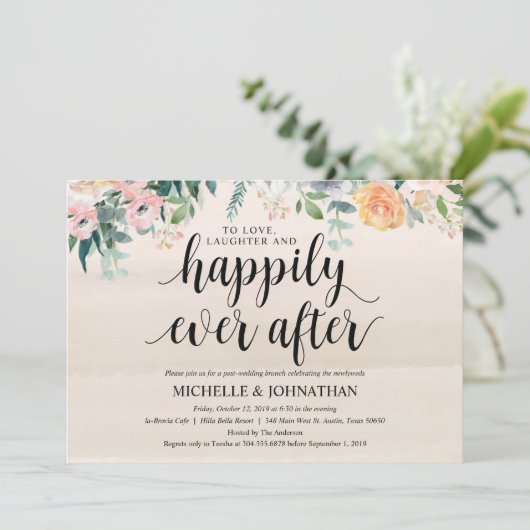 Rustic Dusk Post Mariage Brunch Invitation Card (Debout devant)