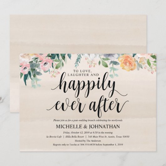 Rustic Dusk Post Mariage Brunch Invitation Card (Devant / Derrière)