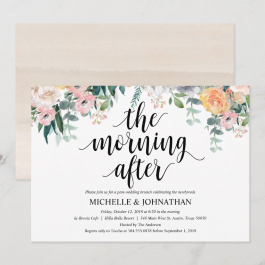 Rustic Dusk Post Mariage Brunch Invitation Card (Devant / Derrière)
