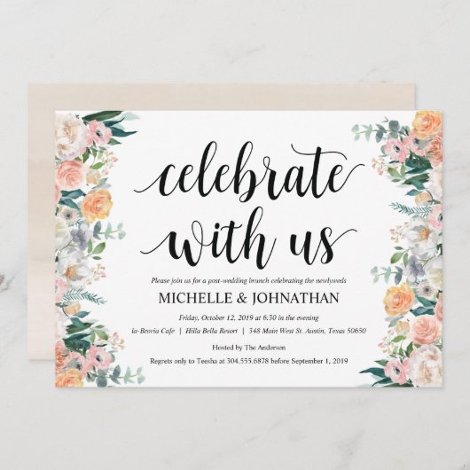 Rustic Dusk Post Mariage Brunch Invitation Card (Devant / Derrière)