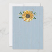 Rustic Dusty Blue Barn Wood, Sunflower Wedding Inv Kaart (Achterkant)