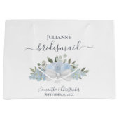 Rustic Dusty Blue Boho Floral Wedding Bridesmaid Groot Cadeauzakje (Voorkant)