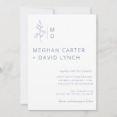Rustic Dusty Blue Botanical Monogram Wedding Invi Kaart (Voorkant)