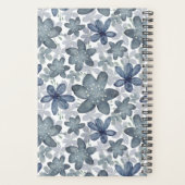 Rustic Dusty Blue Floral Pattern Wedding Planner (Achterkant)