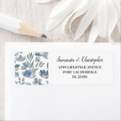 Rustic Dusty Blue Floral Waterverf Etiket (Insitu)