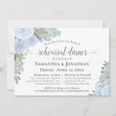Rustic Dusty Blue Floral Wedding Rehearsal Dinner Kaart (Voorkant)