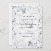 Rustic Dusty Blue Floral Wedding Save The Date (Achterkant)