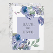Rustic Dusty Blue Floral Wedding Save The Date (Voorkant / Achterkant)