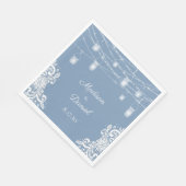 Rustic Dusty Blue Lights Wedding Napkins Servet (Hoek)