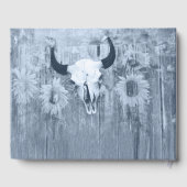 Rustic Dusty Blue Sunflower Bull Skull Gastenboek (Achterkant)