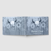 Rustic Dusty Blue Sunflower Bull Skull Gastenboek (Volledig)