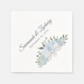 Rustic Dusty Blue Waterverf Floral Boho Wedding Servet (Voorkant)