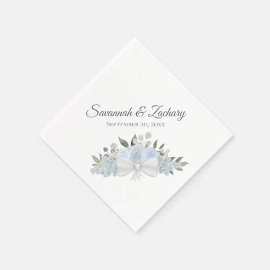 Rustic Dusty Blue Waterverf Floral Boho Wedding Servet (Hoek)