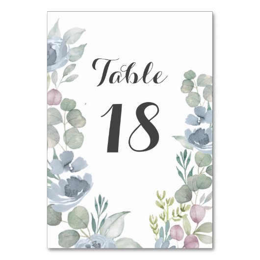 Rustic Dusty Blue Waterverf Floral Wedding Kaart (Voorkant)