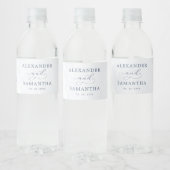Rustic Dusty Blue Waterverf laat gouden bruiloft o Waterfles Etiket (Flessen)