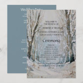 Rustic Dusty Blue Winter Forest Waterverf Wedding Programma (Voorkant / Achterkant)