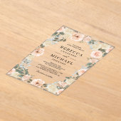 Rustic Dusty Peach Floral Wedding Acryl Uitnodigingen (Laagn)