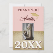 Rustic Dusty Pink Afstuderen 2 Foto Afstuderen Bedankkaart (Voorkant)