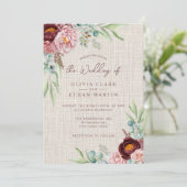 Rustic Dusty Roos Boho waterverf Floral greenery Kaart (Staand voorkant)