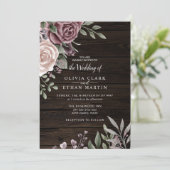 Rustic Dusty Roos Floral Bouquet op donker hout Kaart (Staand voorkant)