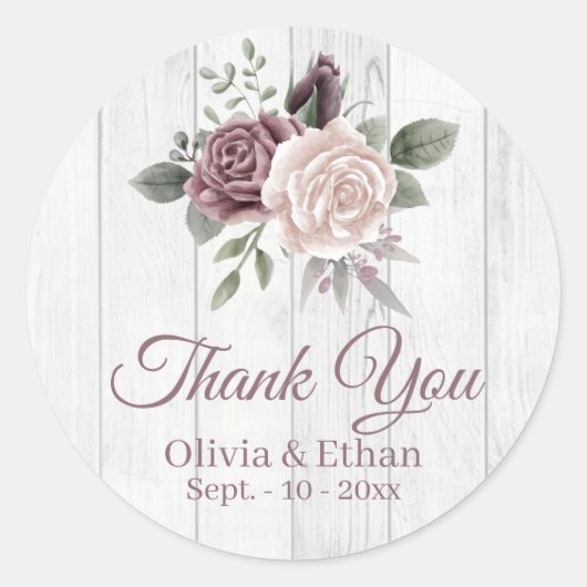 Rustic Dusty Roos Floral Bouquet Ronde Sticker (Voorkant)