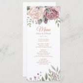 Rustic Dusty Roos Flower Bouquet Menu (Voorkant / Achterkant)