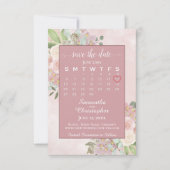 Rustic Dusty Roos Spring Floral Wedding Calendar Save The Date (Voorkant)