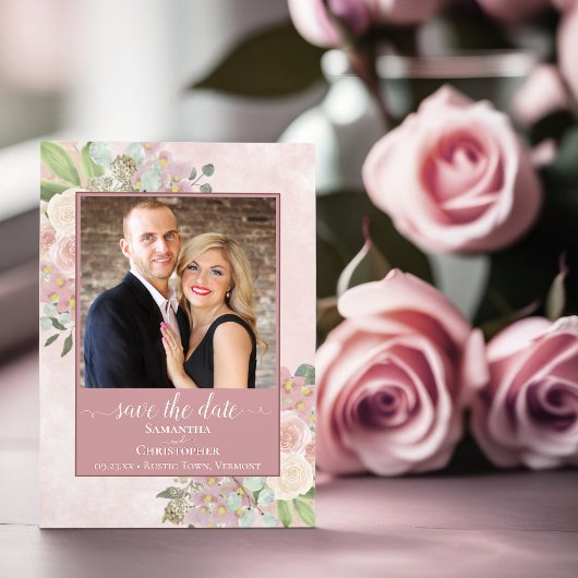 Rustic Dusty Roos Spring Floral Wedding Foto Save The Date