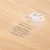 Rustic Dusty Rose Pink Floral Wedding Acryl Uitnodigingen (Laagn)