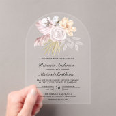 Rustic Dusty Rose Pink Floral Wedding Acryl Uitnodigingen (Insitu (Draagbaar))