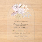 Rustic Dusty Rose Pink Floral Wedding Acryl Uitnodigingen (Voorkant)
