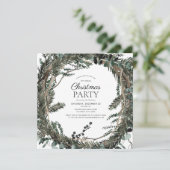 Rustic Dusty Winter Wreath Kerstparty Kaart (Staand voorkant)