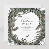 Rustic Dusty Winter Wreath Kerstparty Kaart (Voorkant)