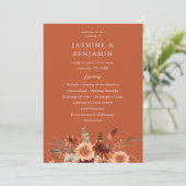 Rustic Earth & Champagne Bloemen Huwelijksprogramm Kaart (Staand voorkant)