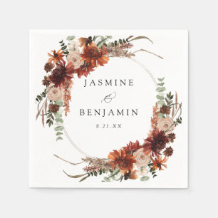 Rustic Earth & Champagne Bloemen Naam v3 Servet