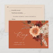 Rustic Earth & Champagne Bloemen w Maaltijd RSVP - (Voorkant / Achterkant)