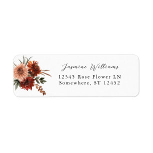 Rustic Earth & Champagne Florals Return Address 2 Etiket