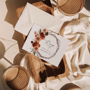 Rustic Earth & Champagne Florals w Meal RSVP 2 Kaartje