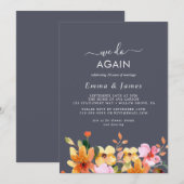 Rustic Earth Floral Paars "We Do Again" Huwelijksg Kaart (Voorkant / Achterkant)